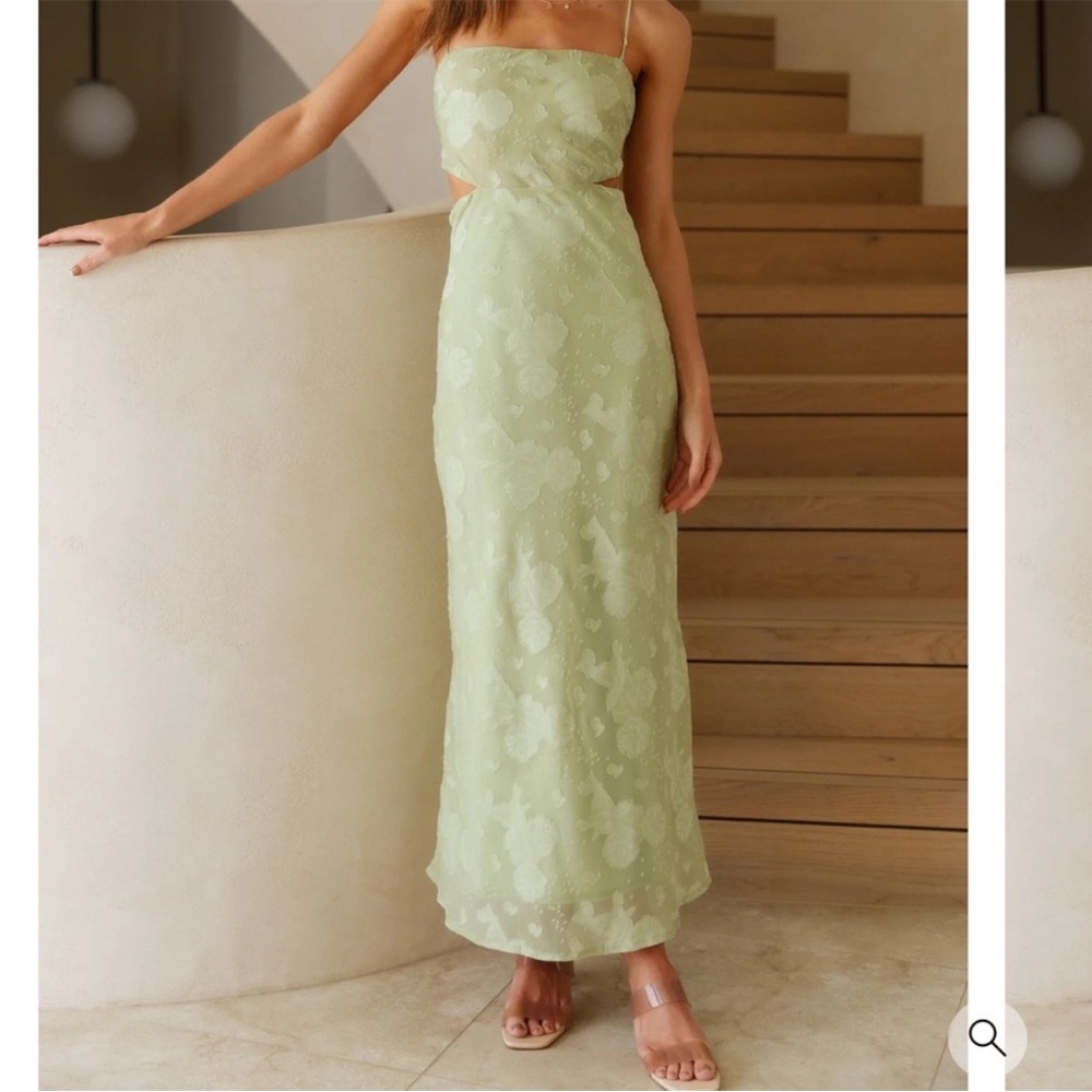 Chic Light Green Floral Maxi Dress